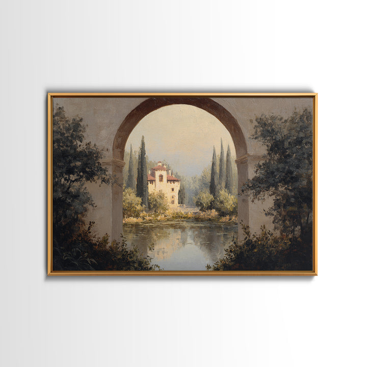Black and White Architectural Arch Composition Framed Canvas Print, Living Room Art, Room Decor, Living Room Decor, Living, LIR-3x2-35