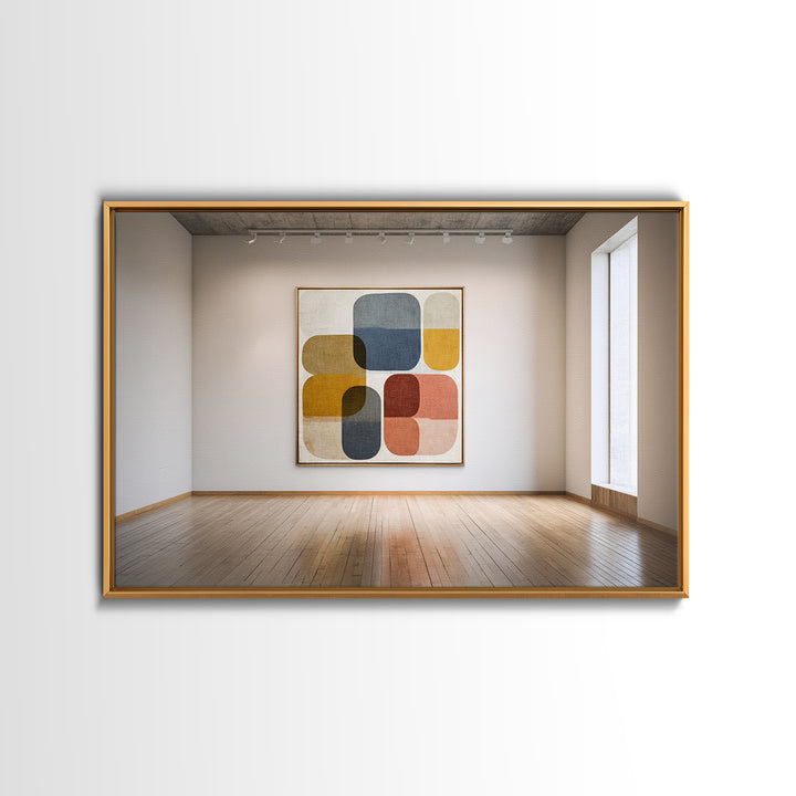 Mid Century Geometric Artwork Framed Canvas Print, Living Room Art, Living Room Wall Art, Living Room Decor, Abstract Art, LIR-3x2-36