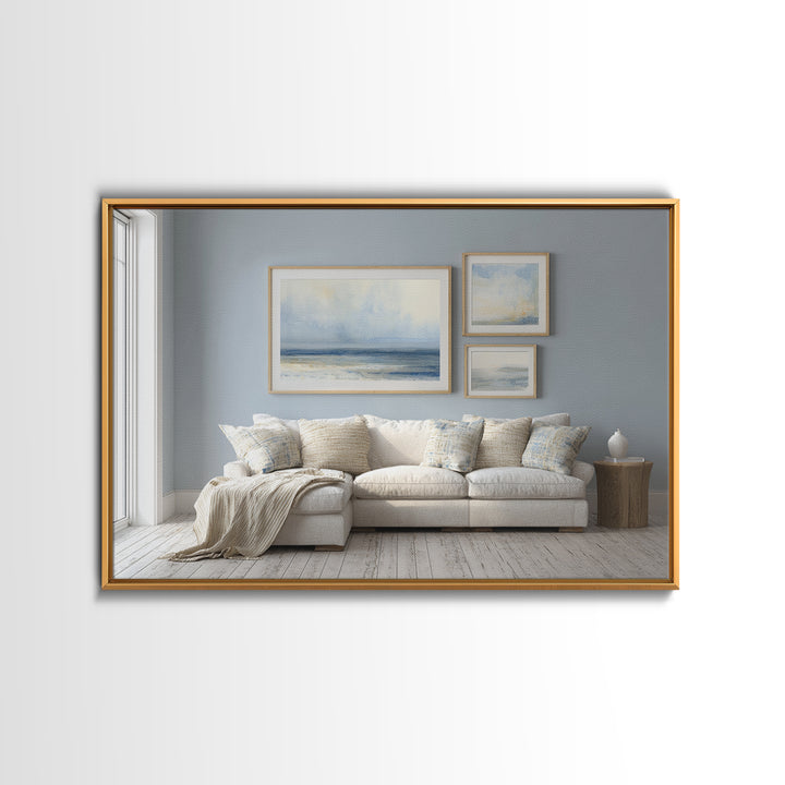 Coastal Aerial Shoreline Framed Canvas Print, Living Room Art, Contemporary Art, Living Room Decor, Fine Art, Living, LIR-3x2-39