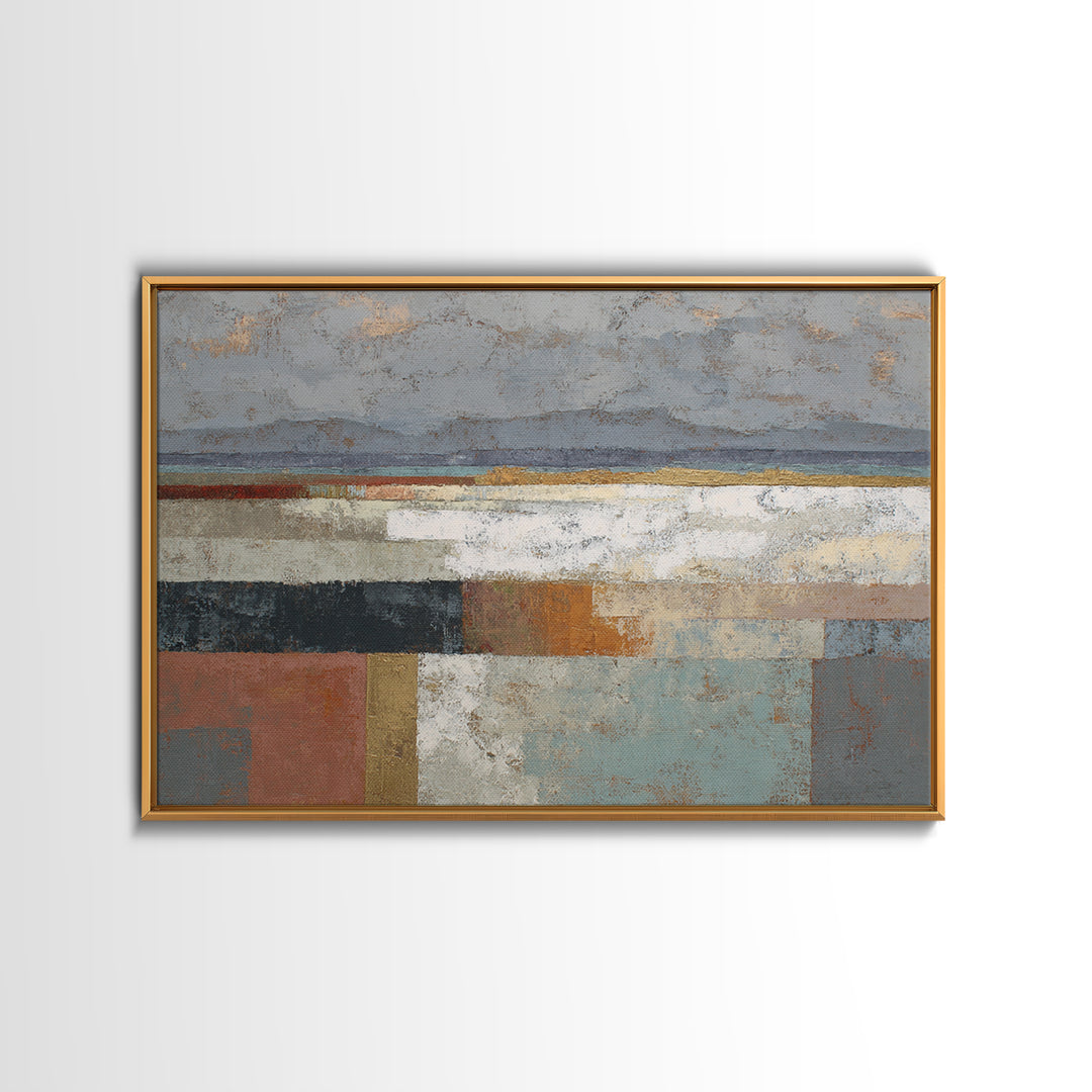 Mid Century Geometric Artwork Framed Canvas Print, Living Room Art, Textured Painting, Living Room Decor, Abstract Art, Living, LIR-3x2-60