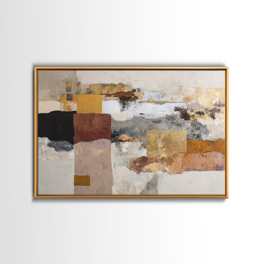Gold Accented Abstract Brushwork Canvas Print, Living Room Art, Pet Portraits, Living Room Decor, Abstract Art, Living, LIR-3x2-66