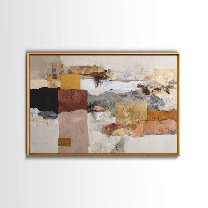 Gold Accented Abstract Brushwork Canvas Print, Living Room Art, Pet Portraits, Living Room Decor, Abstract Art, Living, LIR-3x2-66