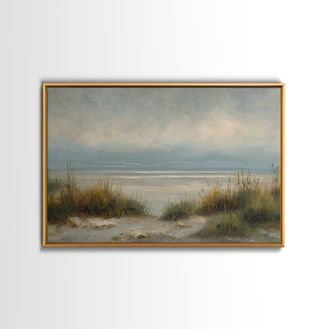 Modern Landscape with Expansive Calm Sky Framed Canvas Print, Living Room Art, Oil Painting, Living Room Decor, Living, LIR-3x2-7