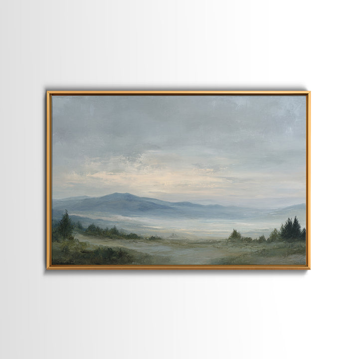 Modern Landscape with Expansive Calm Sky Framed Canvas Print, Living Room Art, Luxury Decor, Living Room Decor, Living, LIR-3x2-79