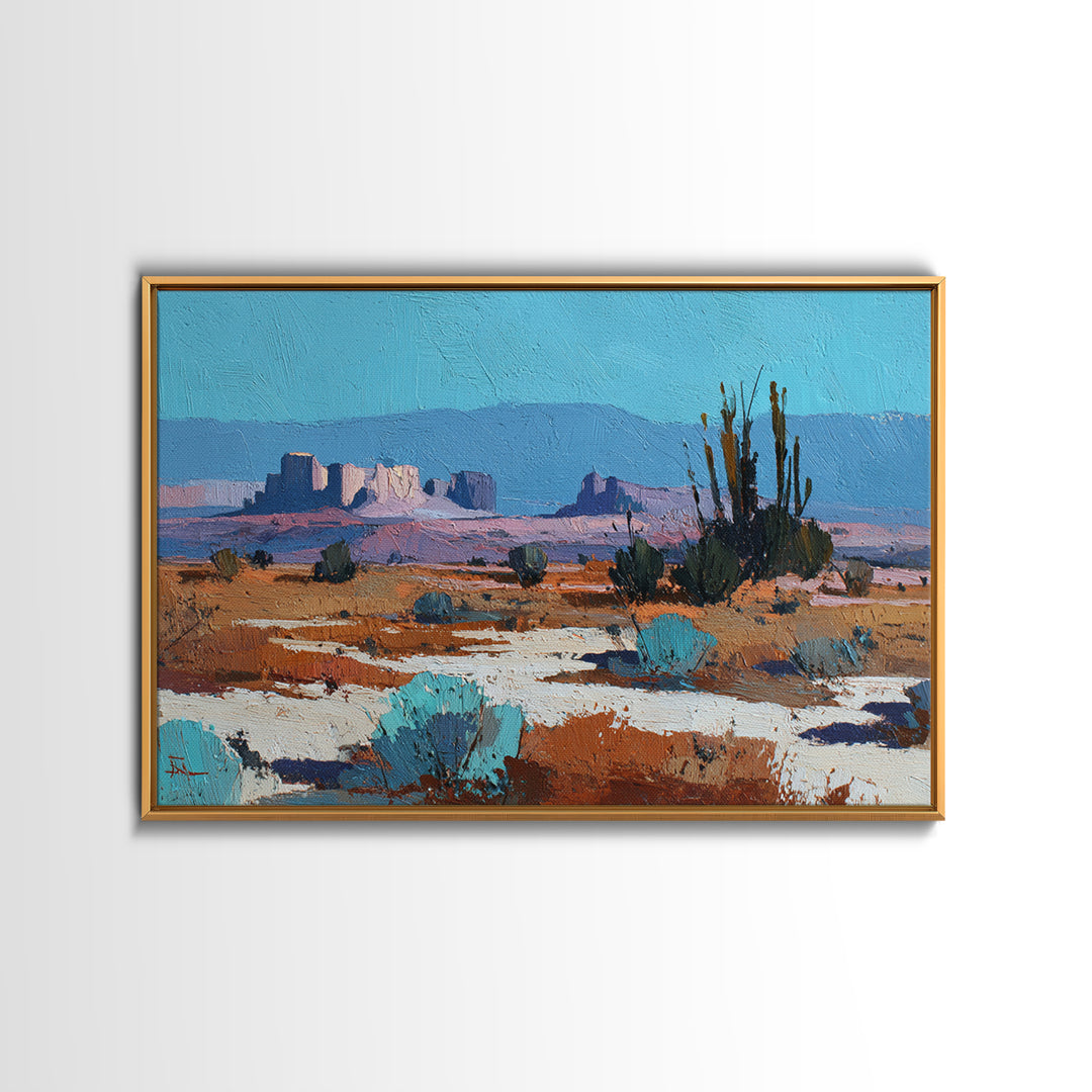 Earthy Desert Landscape Canvas Print, Living Room Art, Wall Decor, Living Room Decor, Oil Painting, Living, Abstract Art, LIR-3x2-88
