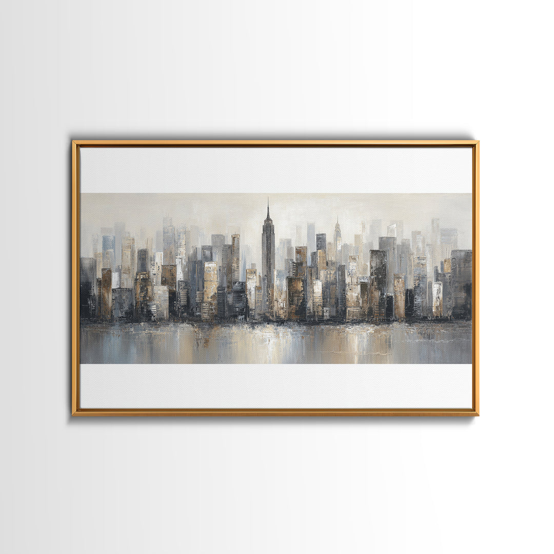 Modern City Skyline Canvas Print, Living Room Art, Modern Wall Art, Living Room Decor, Fine Art, Living, Textured Painting, LIR-3x2-98