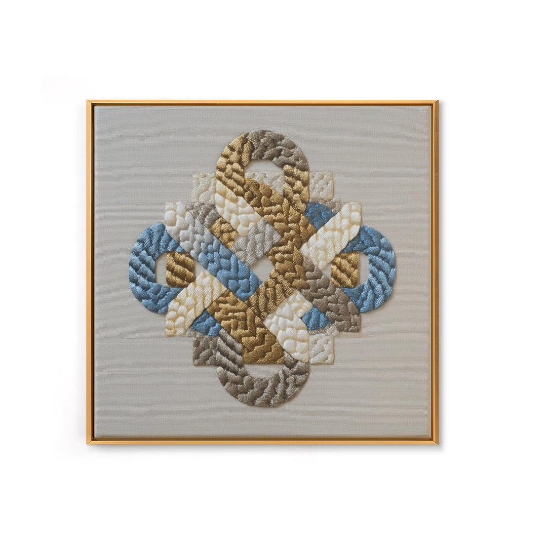 Gold Thread Knot Symbolizing Resolution Framed Canvas Print, Law Office Art, Therapy Office Decor, Office Decor, Abstract Art, LOA-1x1-42