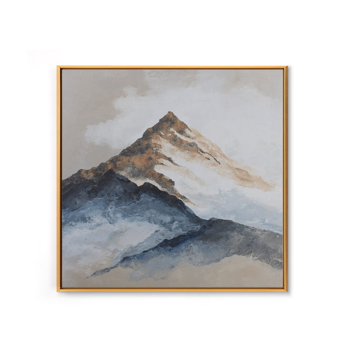 Ink Wash Mountain Symbolizing Stability Framed Canvas Print, Law Office Art, Poster Print, Office Decor, Watercolor Art, LOA-1x1-44