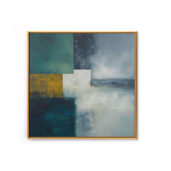 Deep Green and Walnut Toned Abstract Framed Canvas Print, Law Office Art, Gallery Decor, Office Decor, Abstract Art, Counsel, LOA-1x1-93