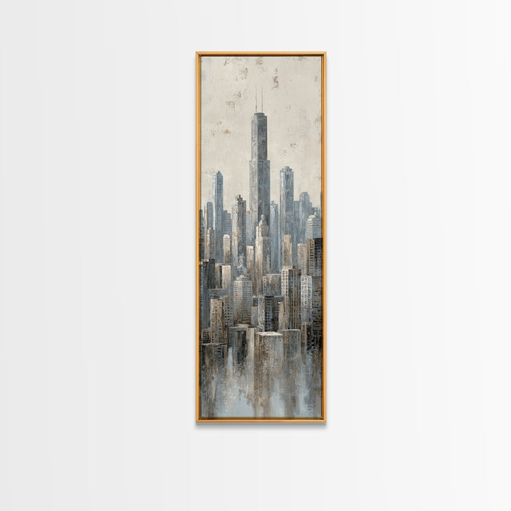 Quiet City Skyline Framed Canvas Print, Law Office Art, Home Decor, Office Decor, Fine Art, Counsel, Minimalist Decor, LOA-1x3-24