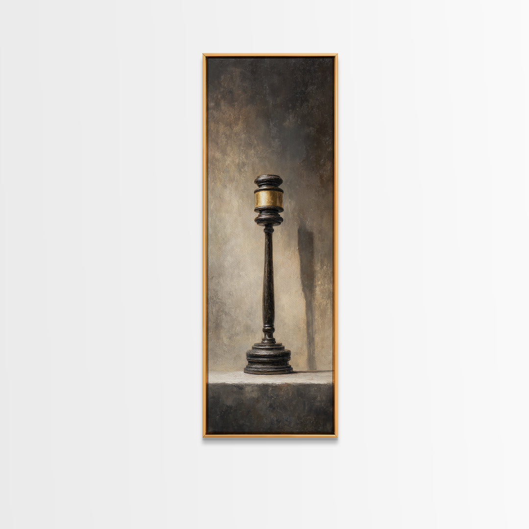 Classic Gavel Still Life Canvas Print, Law Office Art, Textured Painting, Office Decor, Fine Art, Counsel, Office Wall Art, LOA-1x3-25