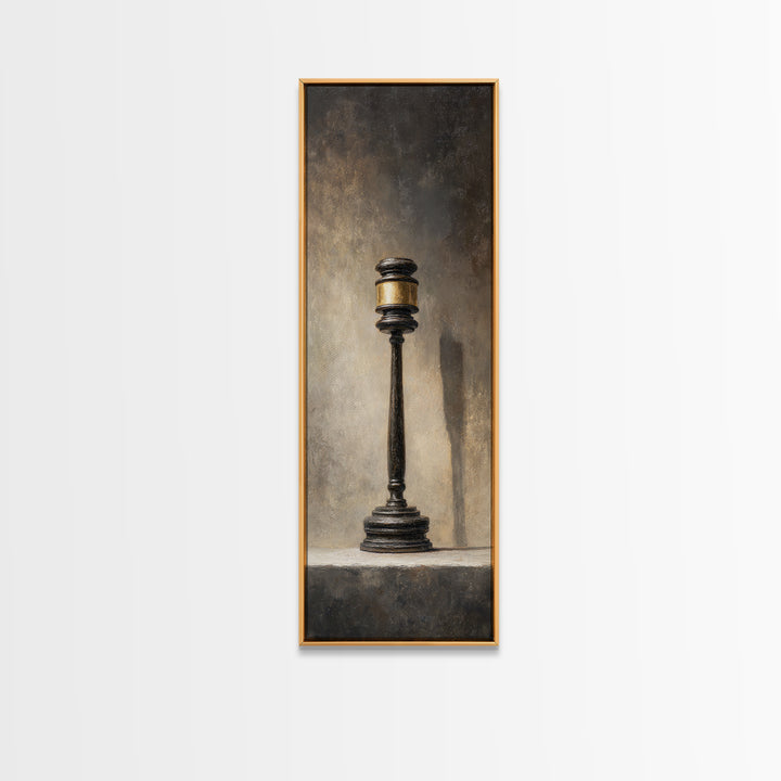 Classic Gavel Still Life Canvas Print, Law Office Art, Textured Painting, Office Decor, Fine Art, Counsel, Office Wall Art, LOA-1x3-25