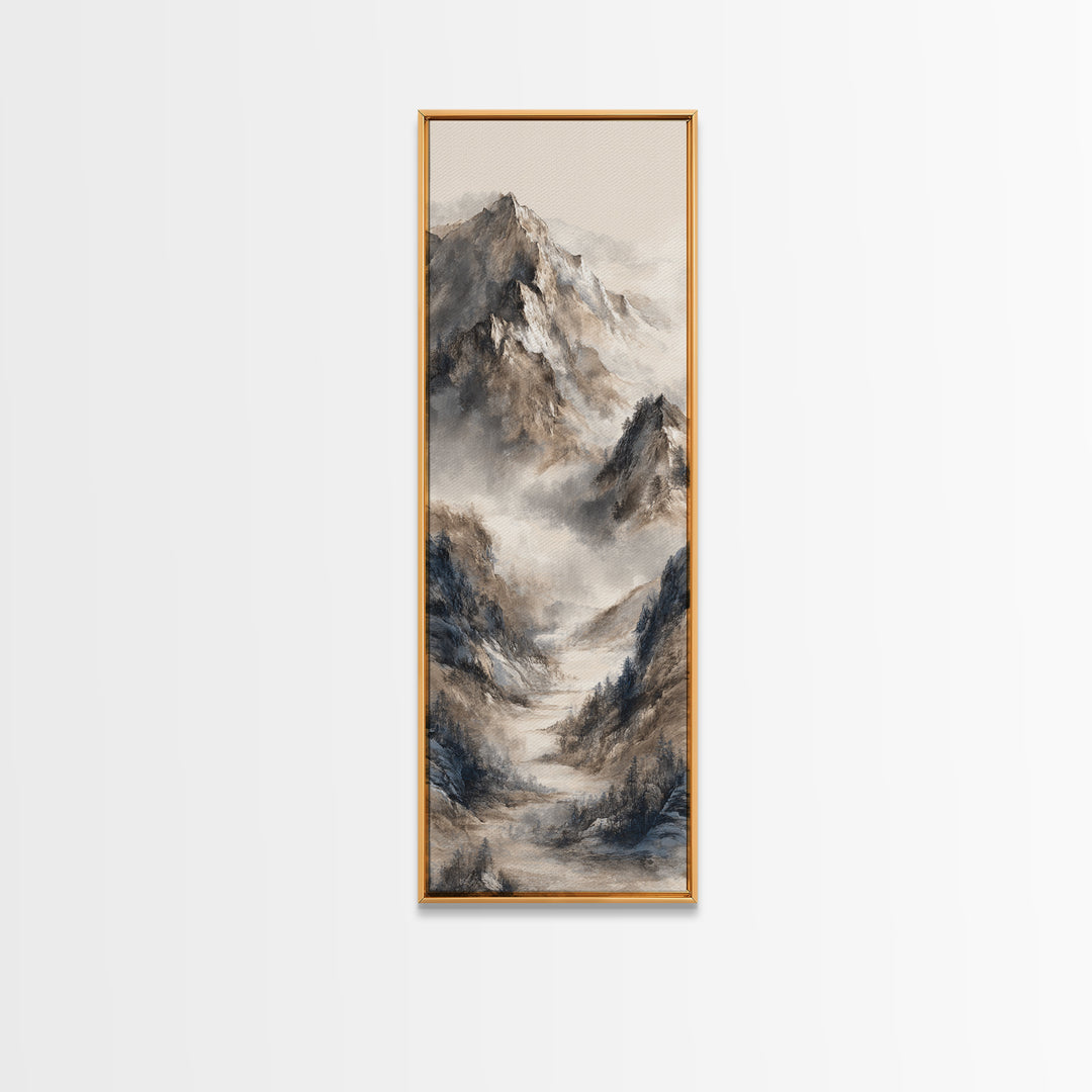 Ink Wash Mountain Symbolizing Stability Canvas Print, Law Office Art, Neutral Decor, Office Decor, Fine Art, Counsel, LOA-1x3-32