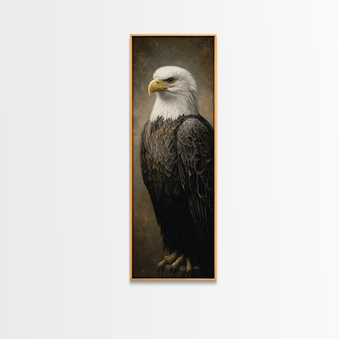 Eagle Portrait with Solemn Presence Canvas Print, Law Office Art, Butterfly Art, Office Decor, Counsel, Fine Art Print, LOA-1x3-42