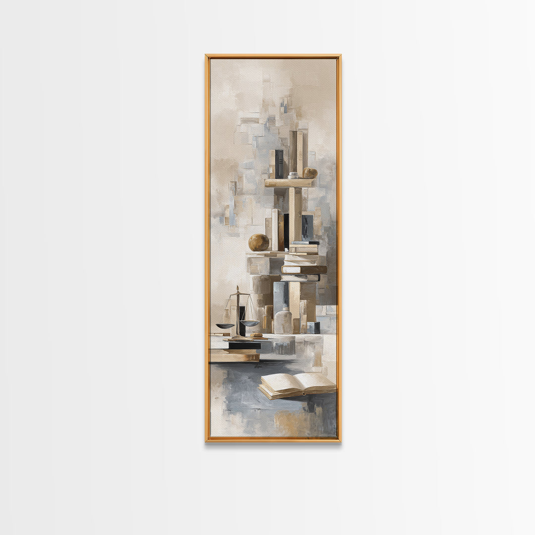 Dark Academia Desk Still Life Without Readable Canvas Print, Law Office Art, Law School Gifts, Office Decor, Counsel, LOA-1x3-45