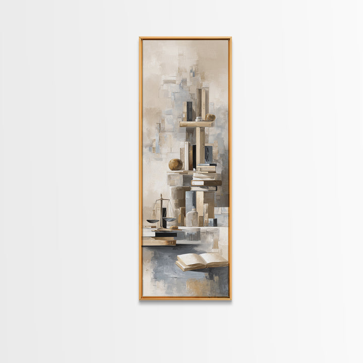 Dark Academia Desk Still Life Without Readable Canvas Print, Law Office Art, Law School Gifts, Office Decor, Counsel, LOA-1x3-45