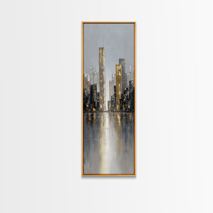 Quiet City Skyline Canvas Print, Law Office Art, Decor, Office Decor, Abstract Art, Counsel, Bookish Wall Art, LOA-1x3-72