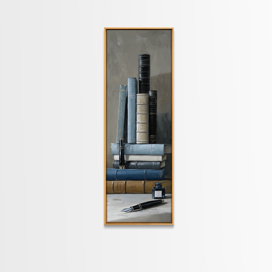 Dignified Law Books and Fountain Pen Still Canvas Print, Law Office Art, Neutral Decor, Office Decor, Fine Art, Counsel, LOA-1x3-86