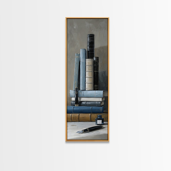 Dignified Law Books and Fountain Pen Still Canvas Print, Law Office Art, Neutral Decor, Office Decor, Fine Art, Counsel, LOA-1x3-86