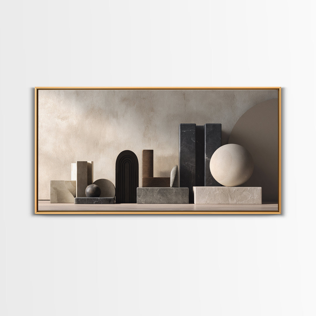 Balanced Geometric Forms Symbolizing Fairness Framed Canvas Print, Law Office Art, Art Print, Office Decor, Fine Art, Counsel, LOA-2x1-1