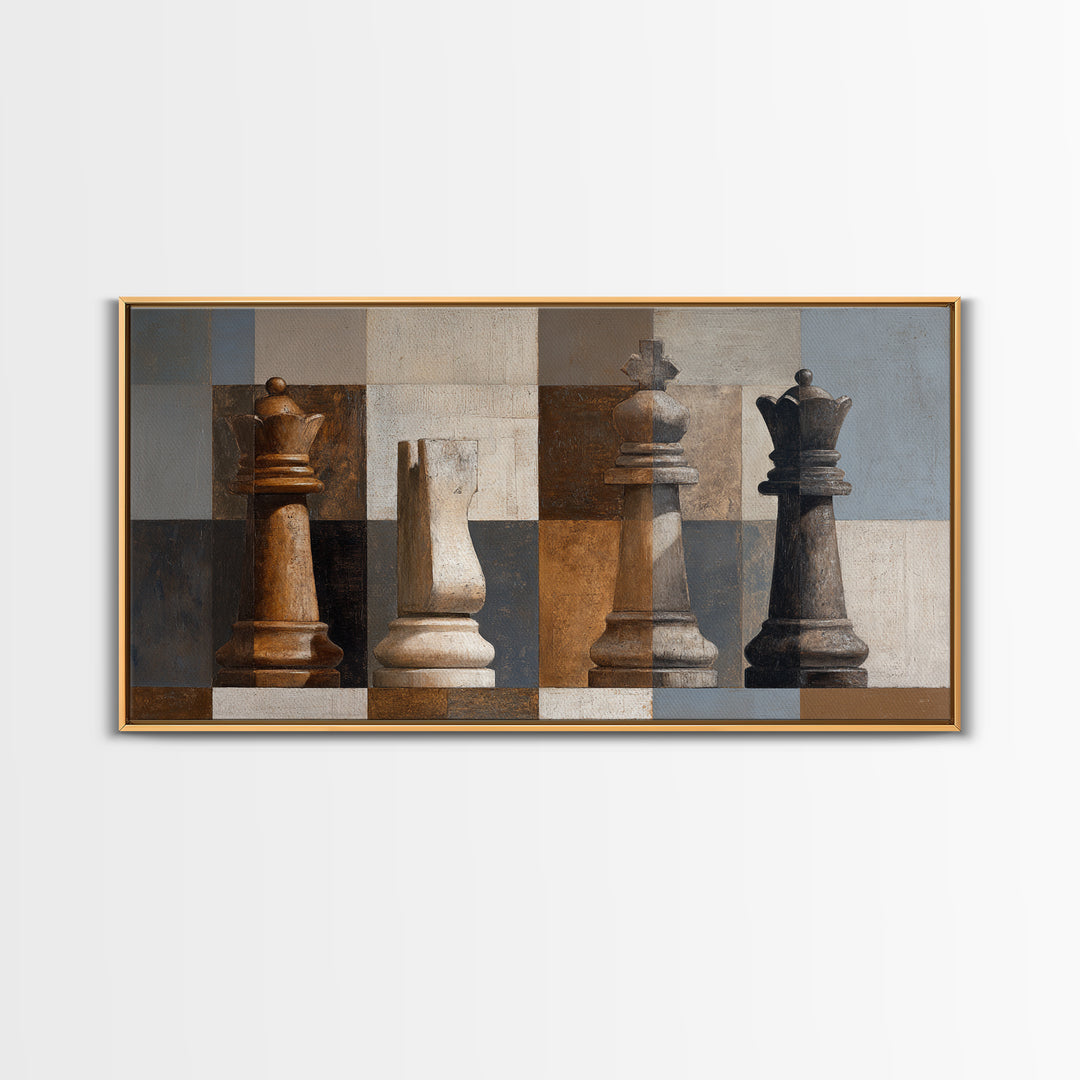 Single Chess King Framed Canvas Print, Law Office Art, Home Decor, Office Decor, Fine Art, Counsel, Minimalist Decor, LOA-2x1-42