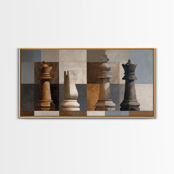 Single Chess King Framed Canvas Print, Law Office Art, Home Decor, Office Decor, Fine Art, Counsel, Minimalist Decor, LOA-2x1-42