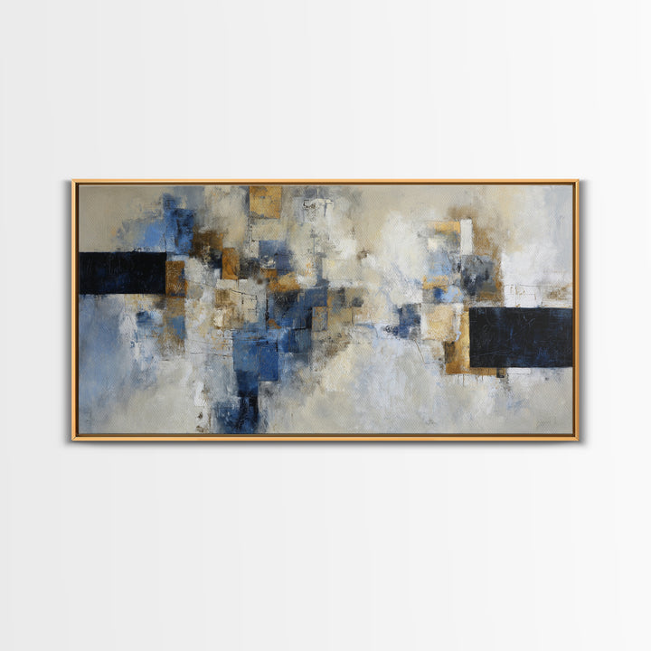 Abstract Navy and Gold Composition for Authority Canvas Print, Law Office Art, Painting, Office Decor, Abstract Art, Counsel, LOA-2x1-48