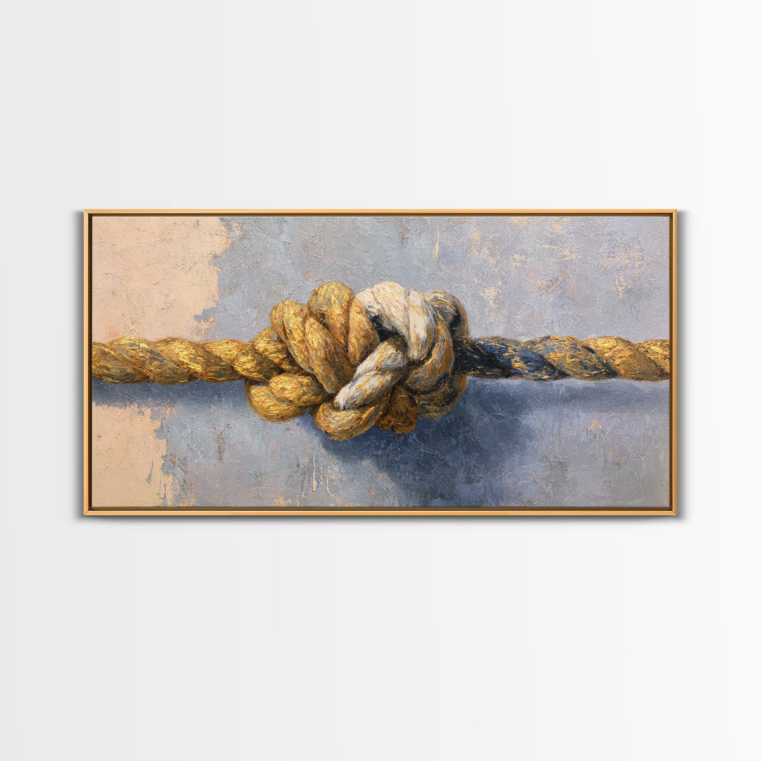 Gold Thread Knot Symbolizing Resolution Canvas Print, Law Office Art, Statement Artwork, Office Decor, Oil Painting, Counsel, LOA-2x1-62