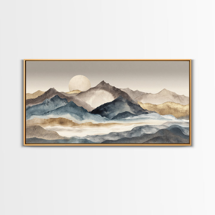 Ink Wash Mountain Symbolizing Stability Canvas Print, Law Office Art, Office Decor, Oil Painting, Counsel, Therapy Office Decor, LOA-2x1-64