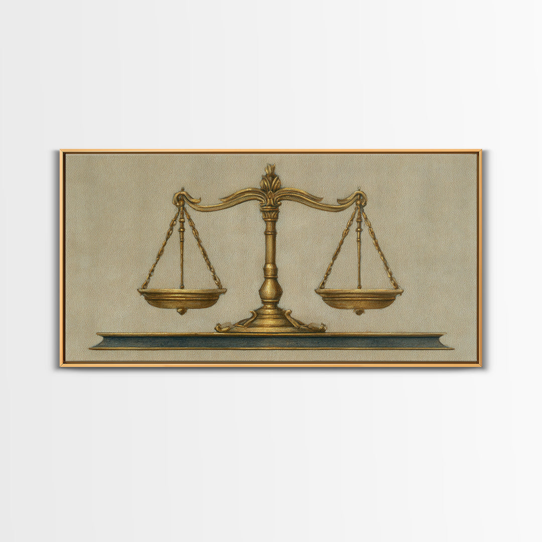 Classical Scales of Justice Canvas Print, Law Office Art, Printable, Office Decor, Fine Art, Counsel, Modern Wall Decor, LOA-2x1-69