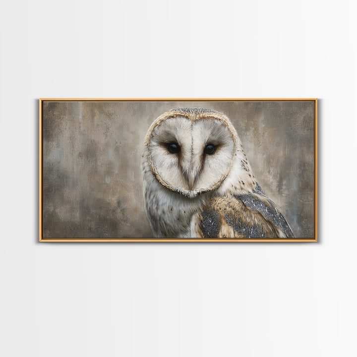Owl Portrait Representing Wisdom Framed Canvas Print, Law Office Art, Decor, Office Decor, Fine Art, Counsel, Bookish Wall Art, LOA-2x1-85