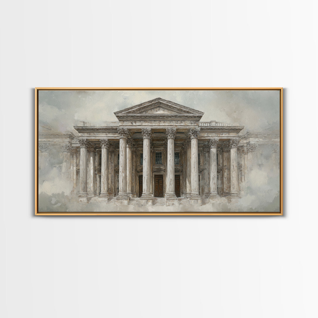 Marble Courthouse Column Study Without Building Scene Canvas Print, Law Office Art, Teen Girl Room Decor, Office Decor, Counsel, LOA-2x1-95