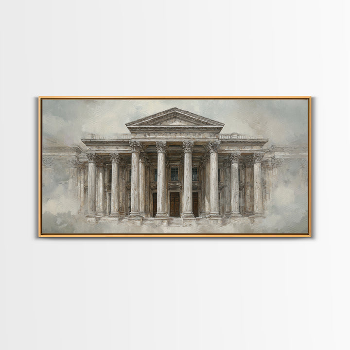 Marble Courthouse Column Study Without Building Scene Canvas Print, Law Office Art, Teen Girl Room Decor, Office Decor, Counsel, LOA-2x1-95