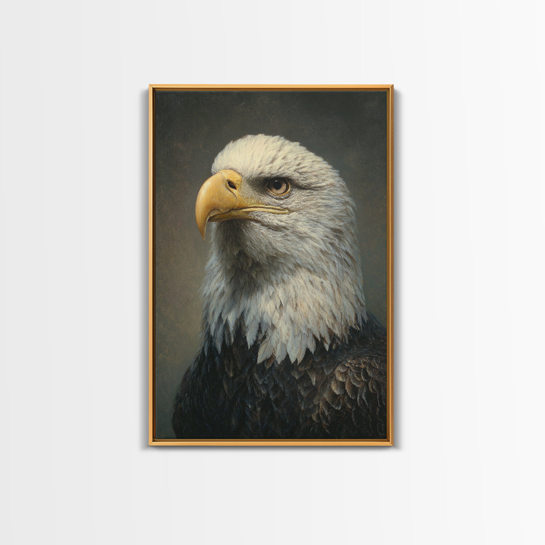 Eagle Portrait with Solemn Presence Canvas Print, Law Office Art, Modern Decor, Office Decor, Oil Painting, Counsel, Wall Decor, LOA-2x3-14