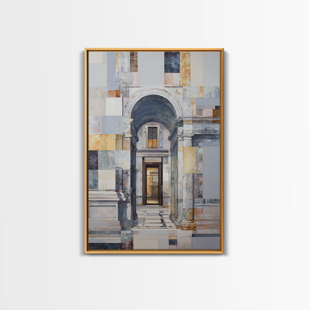 Architectural Arch and Column Abstraction Framed Canvas Print, Law Office Art, Statement Artwork, Office Decor, Counsel, LOA-2x3-22