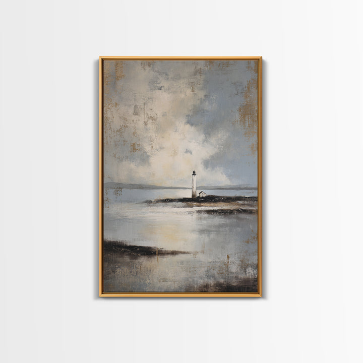 Stormy Landscape with Lighthouse as Guidance Metaphor Canvas Print, Law Office Art, Neutral Decor, Office Decor, Counsel, LOA-2x3-43