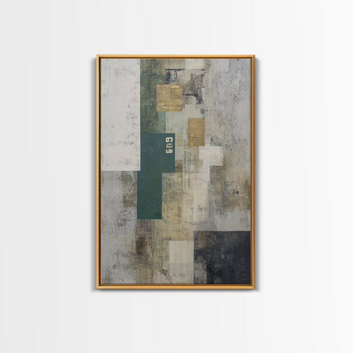 Deep Green and Walnut Toned Abstract Framed Canvas Print, Law Office Art, Contemporary Art, Office Decor, Abstract Art, Counsel, LOA-2x3-53