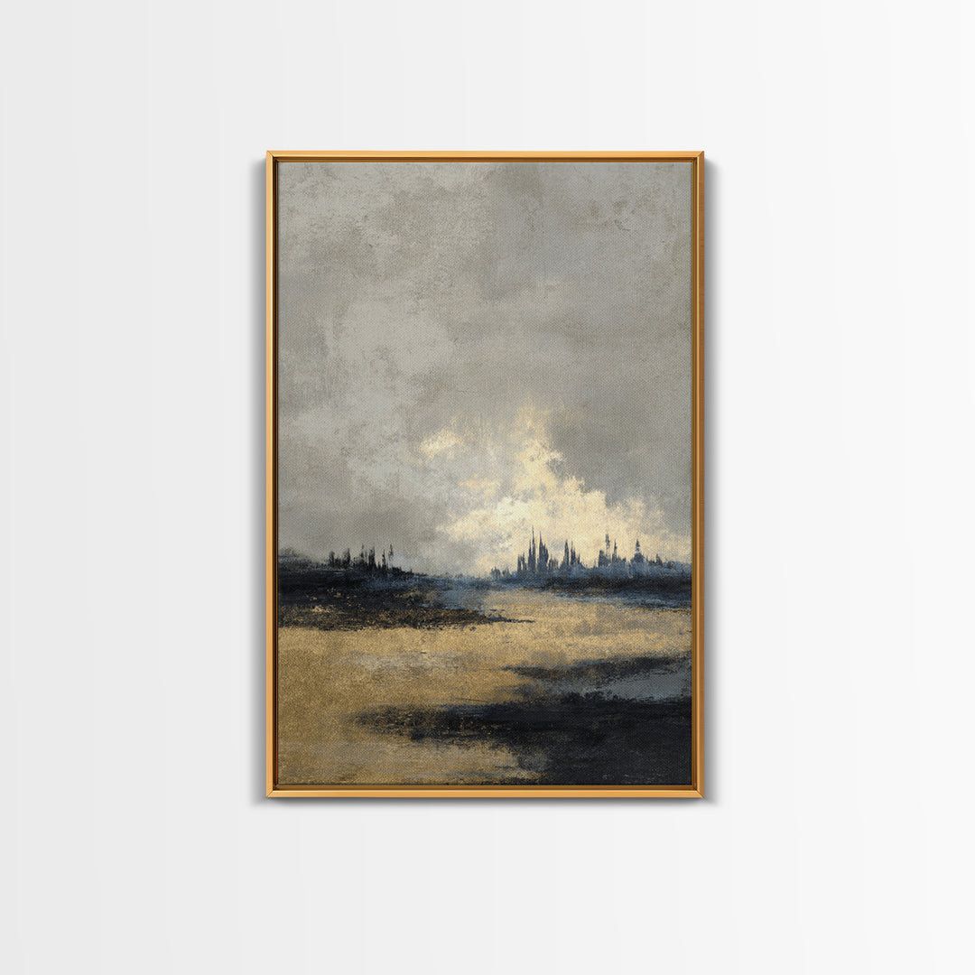 Quiet City Skyline Framed Canvas Print, Law Office Art, Minimalist Decor, Office Decor, Fine Art, Counsel, Poster Print, LOA-2x3-68