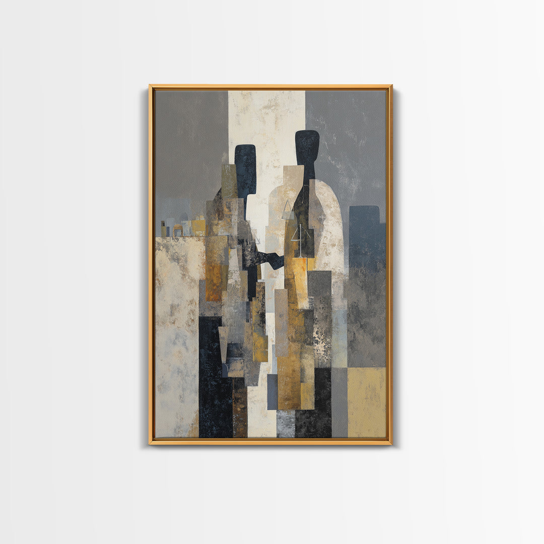 Diplomatic Handshake Silhouette Framed Canvas Print, Law Office Art, Room Decor, Office Decor, Abstract Art, Counsel, LOA-2x3-75