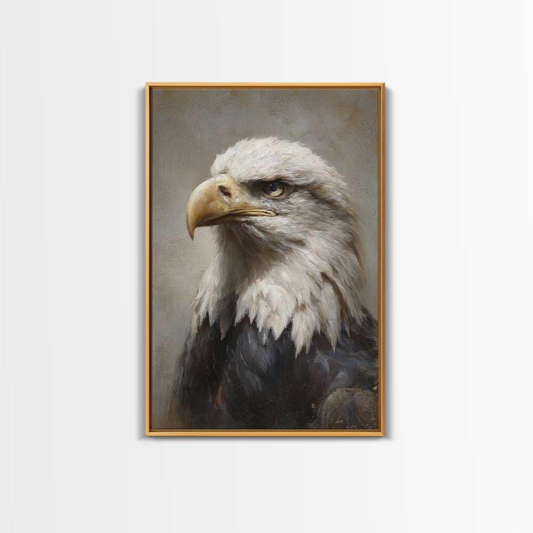 Eagle Portrait with Solemn Presence Canvas Print, Law Office Art, Wall Art, Office Decor, Fine Art, Counsel, Office Wall Decor, LOA-2x3-86