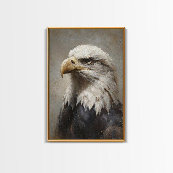 Eagle Portrait with Solemn Presence Canvas Print, Law Office Art, Wall Art, Office Decor, Fine Art, Counsel, Office Wall Decor, LOA-2x3-86