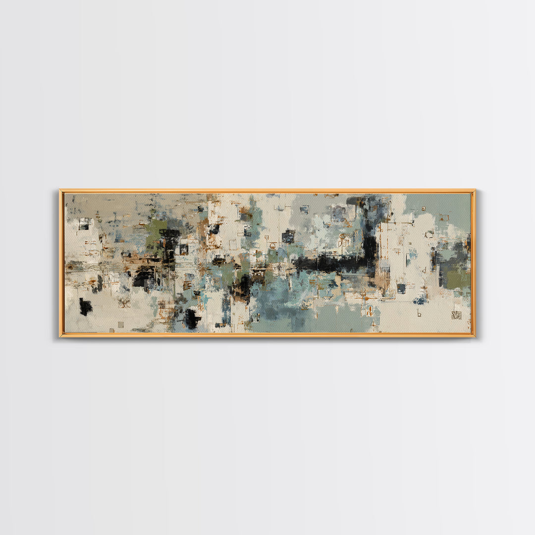 Deep Green and Walnut Toned Abstract Canvas Print, Law Office Art, Digital Prints, Office Decor, Counsel, Gifts for Lawyers, LOA-3x1-13