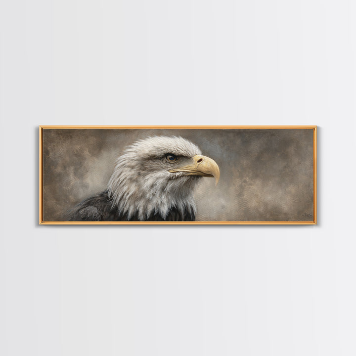 Eagle Portrait with Solemn Presence Canvas Print, Law Office Art, Poster Print, Office Decor, Fine Art, Counsel, Lawyer Gift, LOA-3x1-46