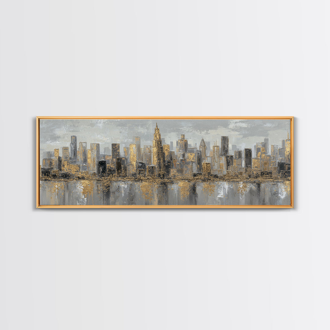 Quiet City Skyline Framed Canvas Print, Law Office Art, Luxury Decor, Office Decor, Fine Art, Counsel, Printable Art, LOA-3x1-52