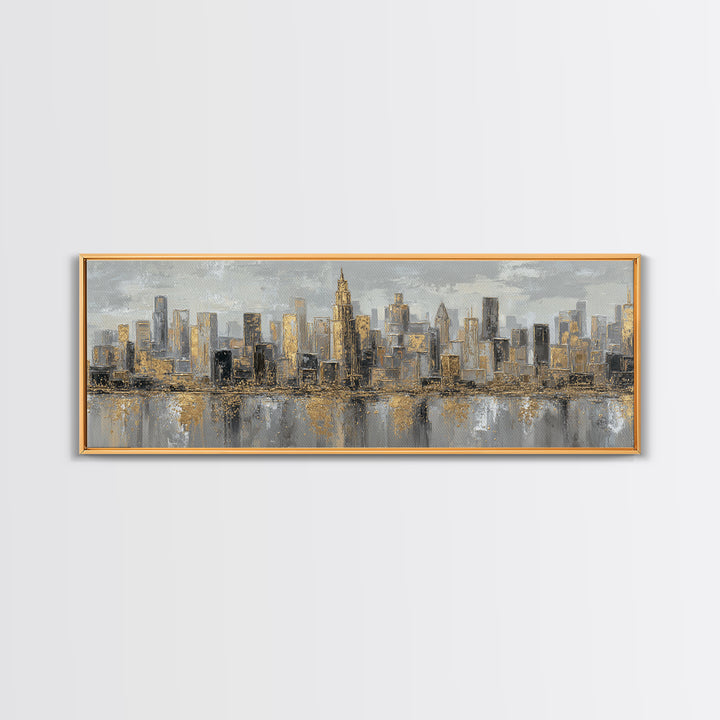 Quiet City Skyline Framed Canvas Print, Law Office Art, Luxury Decor, Office Decor, Fine Art, Counsel, Printable Art, LOA-3x1-52