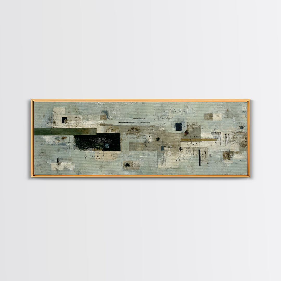 Deep Green and Walnut Toned Abstract Canvas Print, Law Office Art, Bookish Wall Art, Office Decor, Abstract Art, Counsel, LOA-3x1-61