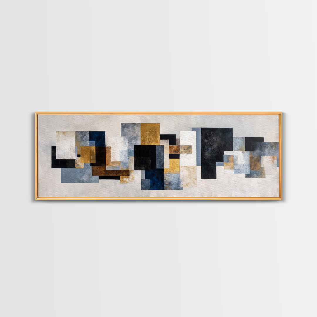 Abstract Navy and Gold Composition for Authority Canvas Print, Law Office Art, Decor, Office Decor, Fine Art, Counsel, LOA-3x1-92