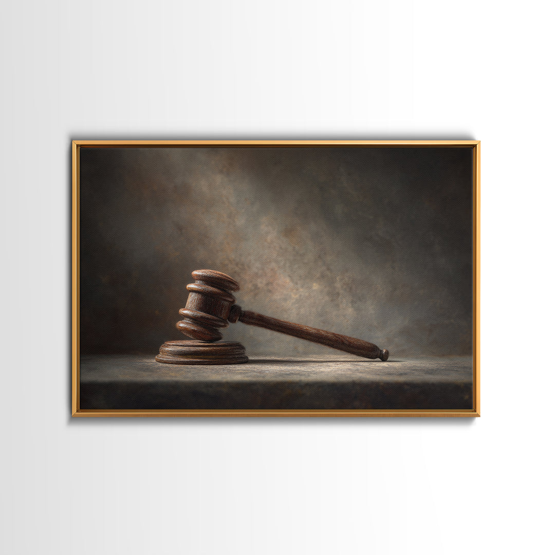 Classic Gavel Still Life Canvas Print, Law Office Art, Office Wall Art, Office Decor, Fine Art, Counsel, Butterfly Art, LOA-3x2-17