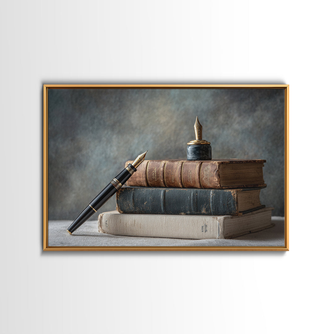 Dignified Law Books and Fountain Pen Still Canvas Print, Law Office Art, Poster Print, Office Decor, Fine Art, Counsel, LOA-3x2-30