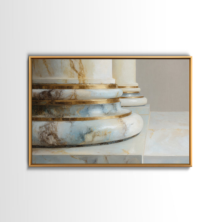 Marble Courthouse Column Study Without Building Scene Framed Canvas Print, Law Office Art, Office Art, Office Decor, Counsel, LOA-3x2-31